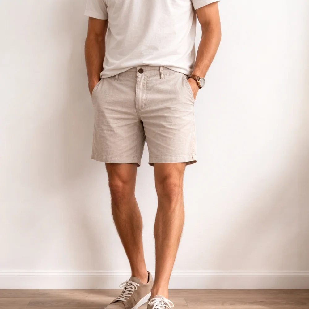 Faherty Linen‎ Blend Shorts Mens Size 38 Beige Lightweight Summer Casual